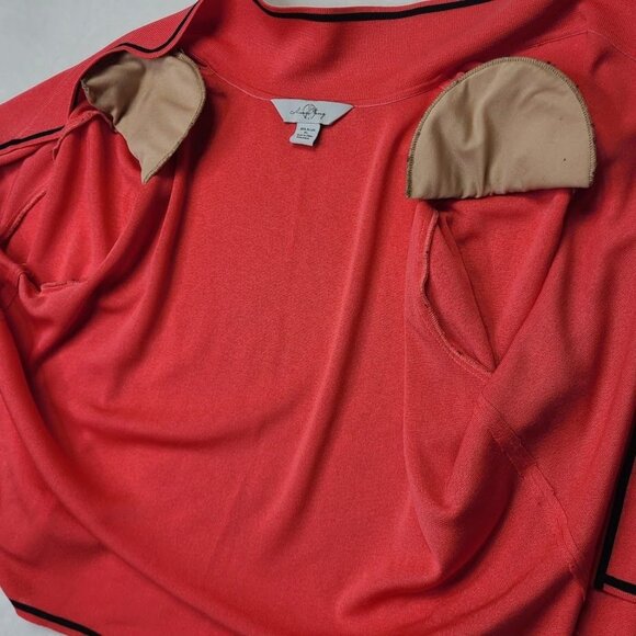 Ming Wang Womens XL Pink Coral Open Front Cardigan Sweater w/ Black Trim - Picture 8 of 9